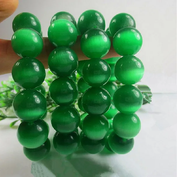 Natural Green Opal Stone Balls Bracelet & Bangle Ladies Brief Single Layer Beads Rosary Wristband  Hand Chain For Women