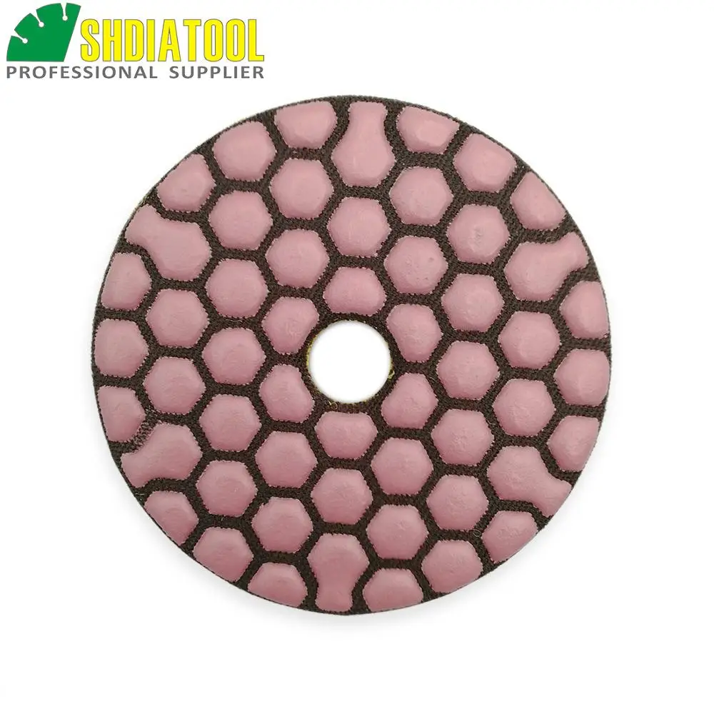 SHDIATOOL 6pcs 80mm G#100 Resin Bond Flexible Diamond Dry Polishing Pads For Granite Marble Ceramic Diameter 3inch Sanding Disks