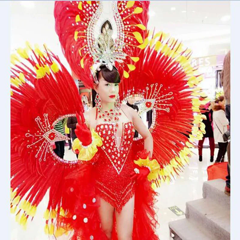 Custom Samba Party Halloween Women Carnival Headdress Dance Stage Feather Headpiece for Singers