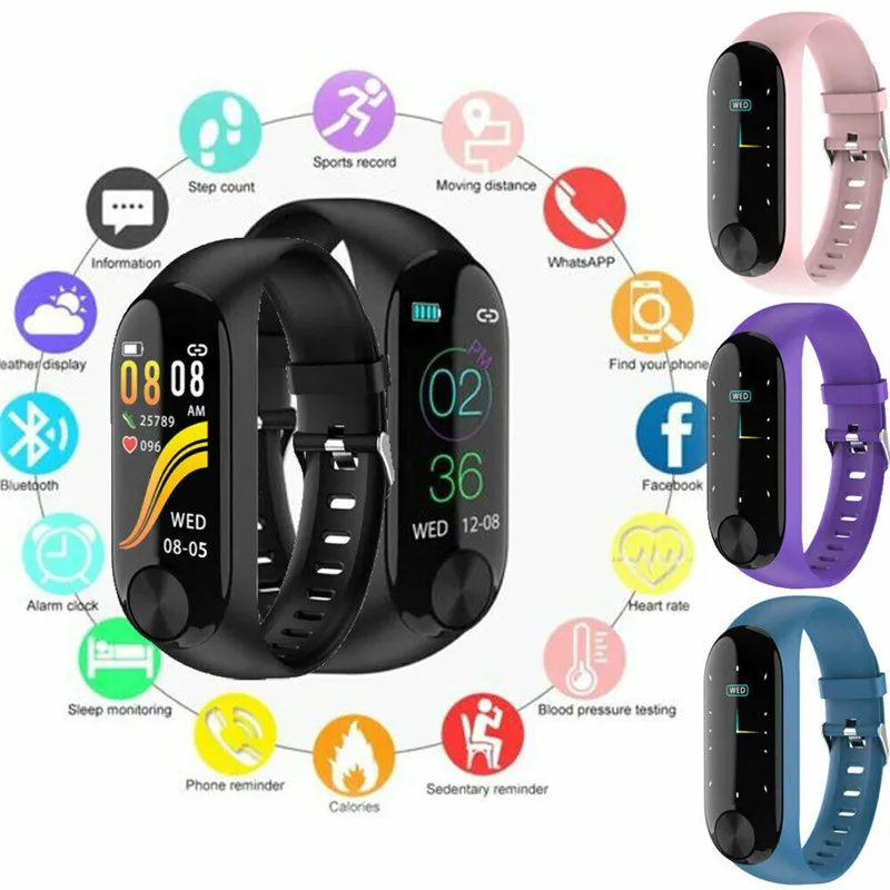 

PYMH Smart Band Watch Bracelet Wristband Fitness Tracker Blood Pressure HeartRate M3s