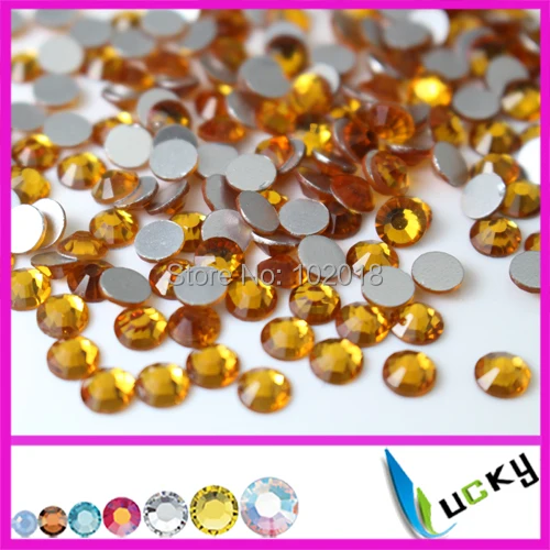 Top quality nail crystal  ss3 ss4 ss5 ss6 ss8 ss10 ss12 ss16 ss20 ss30 ss34  flat back Non hotfix rhinestones Topaz color