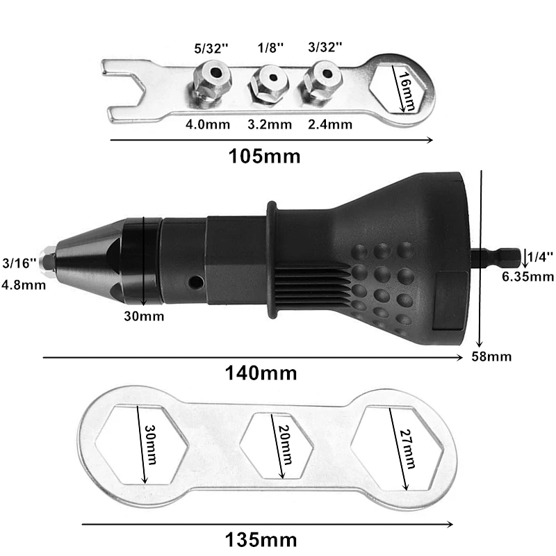 Adaptateur de Rivet électrique avec Rivet aveugle, outil de rivetage, accessoires pour outils électriques