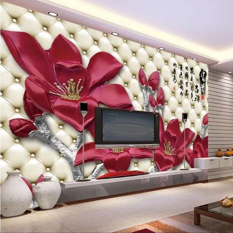 

beibehang Mural 3d TV backpack wall paper Non-woven magnolia flower sofa murals 3d eco-friendly for wallpaper papel de parede