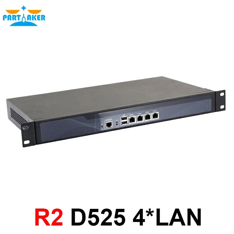 Partaker R2 1U firewall server security firewall D525 con intel PCI-E 1000M 4 LAN 2GB Ram 32GB SSD Router Pfsense