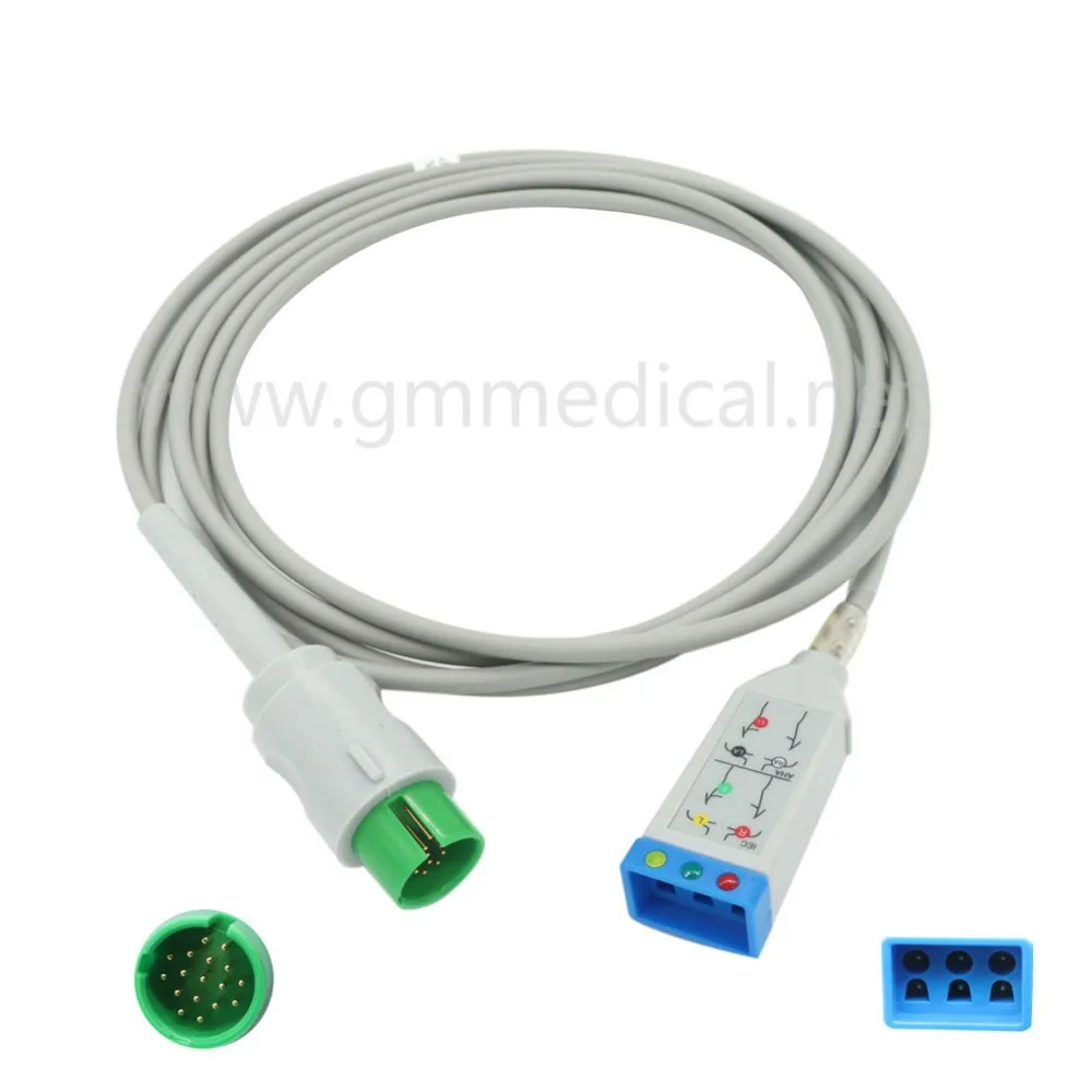 

Compatible With Spacelab 90496/90369/90367 Ulttraview 3-Lead Tru-Link ECG Cable For Patient Monitor 17pin IEC/AHA.