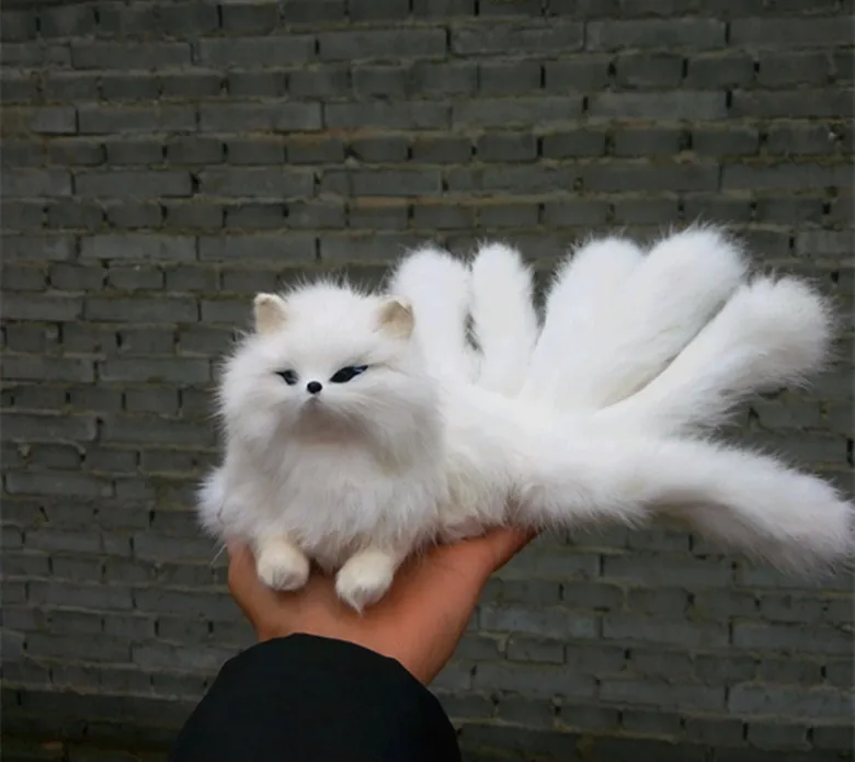 

large 17x11 white lying fox model with nine tails,polyethylene&furs handicraft Figurines home decoration toy gift a2792