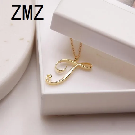 

ZMZ 30pcs/lot 2019 Europe/US fashion English letter pendant lovely letter T text necklace gift for mom/girlfriend party jewelry