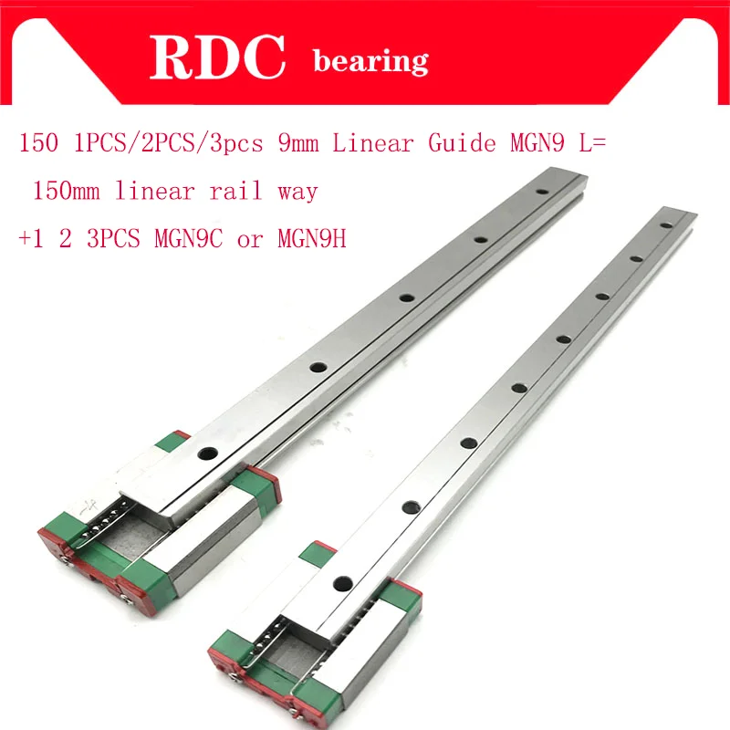 

150 1PCS/2PCS/3pcs 9mm Linear Guide MGN9 L= 150mm linear rail way +1 2 3PCS MGN9C or MGN9H Long linear carriage for CNC XYZ Axis