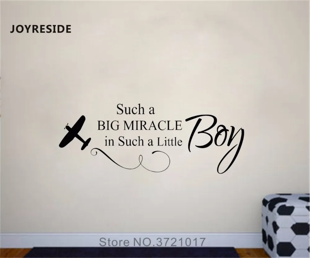 JOYRESIDE Quotes Wall Such A Big Miracle Plane Decal Vinyl Sticker Decoration Boy Nursery Baby Room Home Decor Art Murals A368