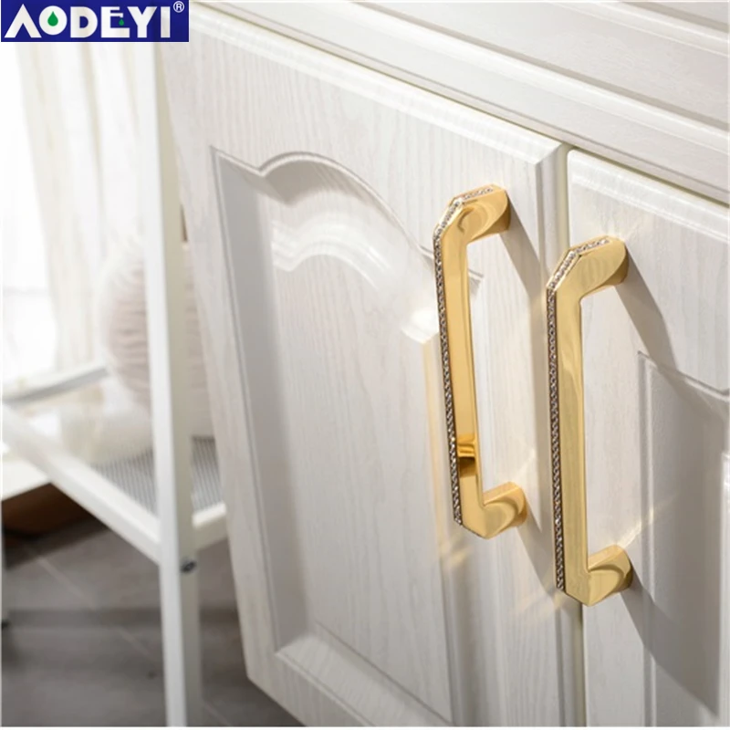 24K Gold Or Chrome Czech Crystal Drawer Cabinet Knobs Wardrobe Door Handle Furniture Knobs Pull Handles 2 Size Never Fade