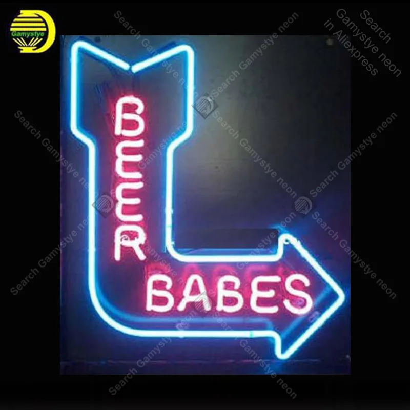 Beer Babes Light Real Glass NEON Signs Lamp GLASS Tube Affiche Decor Shop Window Handcraft Publicidad anuncio luminoso Dropship