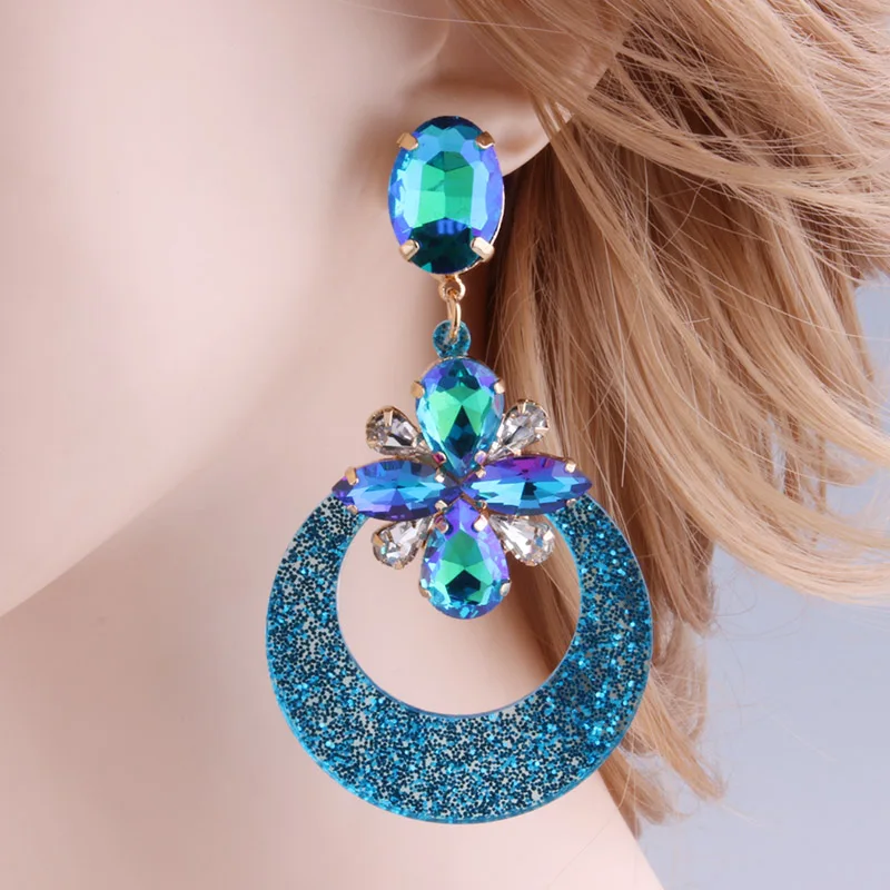 NeeFu WoFu Drop Resin Earrings Crystal Earring Big Large Long Brand Brinco Ear Accessories Oorbellen Christmas Gift woman ouch