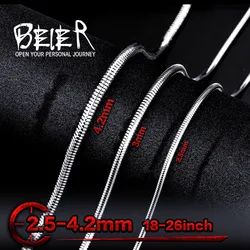 BEIER 2.5MM 3MM 4MM Beier Casual Silver color Stainless Steel Snake Bone Chains Necklaces Fashion Men Jewelry BN1004