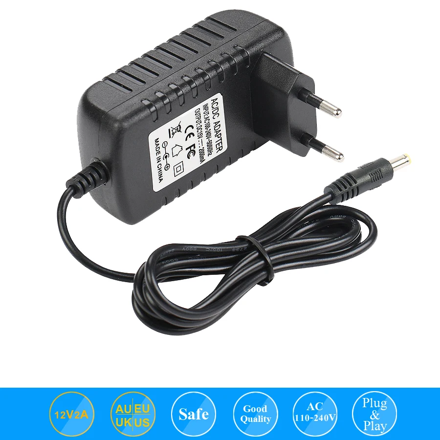 DC100-240V to 12V2A CCTV Camera Power Adapter Monitoring power supply EU AU UK US Camera converter Adapter free Shipping