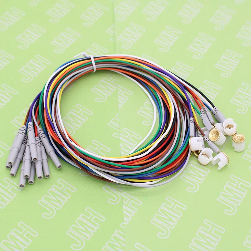 10pcs Din1.5 plug and Copper plated gold cap electrode sleep brain EEG cable,Contains electrode fixing bracket,apply to EEG hat.