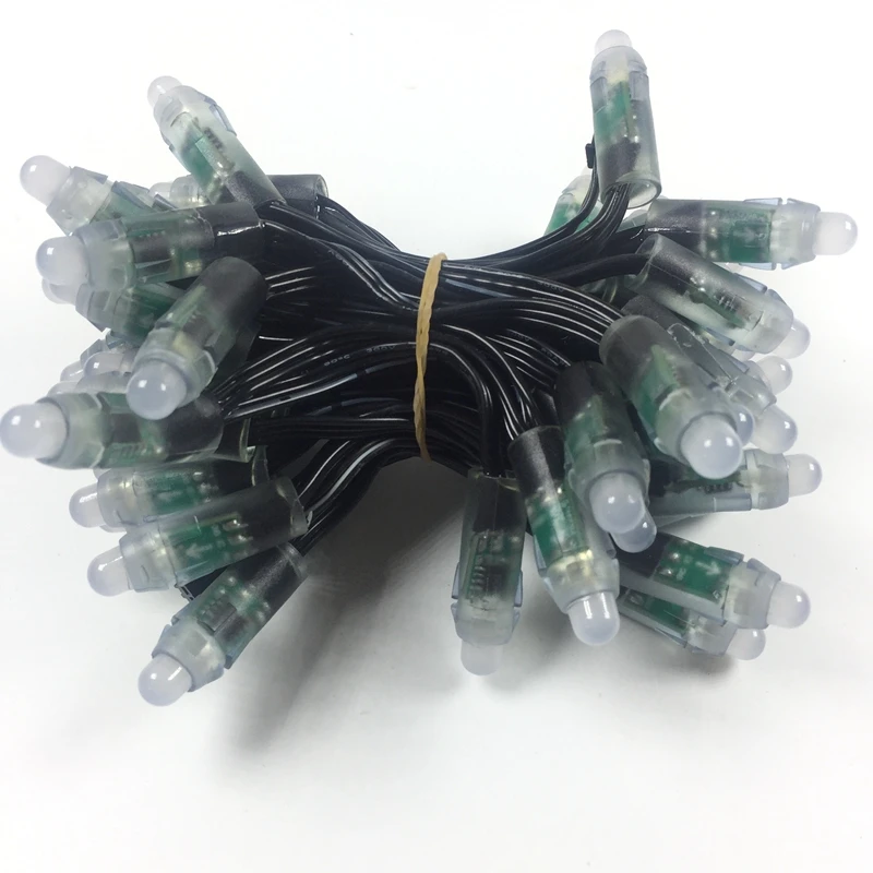 

50 шт. DC5V/DC12V черный провод WS2811 IC 12mmRGB светодиодный модуль струна супер яркий светодиодный пиксельный свет цифровой полноцветный водонепроницаемый IP68