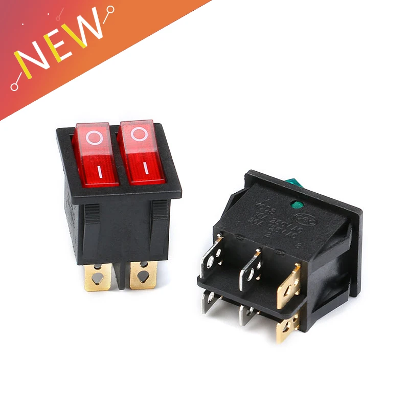 KCD6 4pin 6Pin 16A 250V 20A 125V 25*31MM Double Light Rocker Switch ON-OFF KCD8 Boat Power Switches 31X25 ON OFF ON