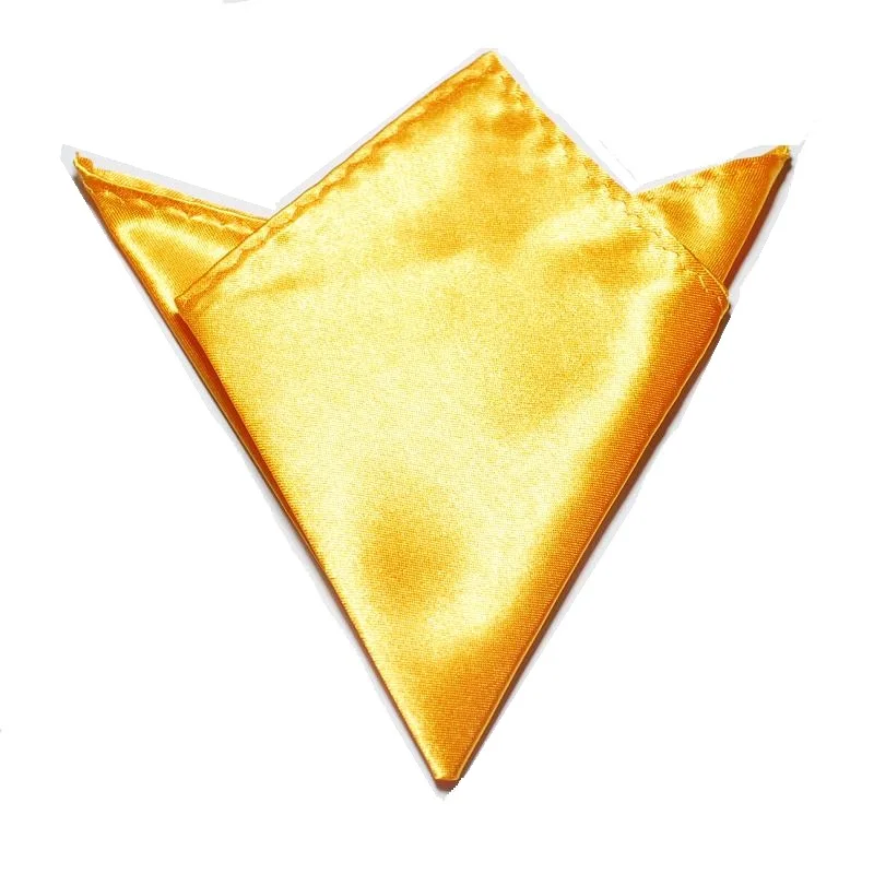 Toalla de seda cuadrada de bolsillo de color sólido, pañuelo de oro amarillo, 2019