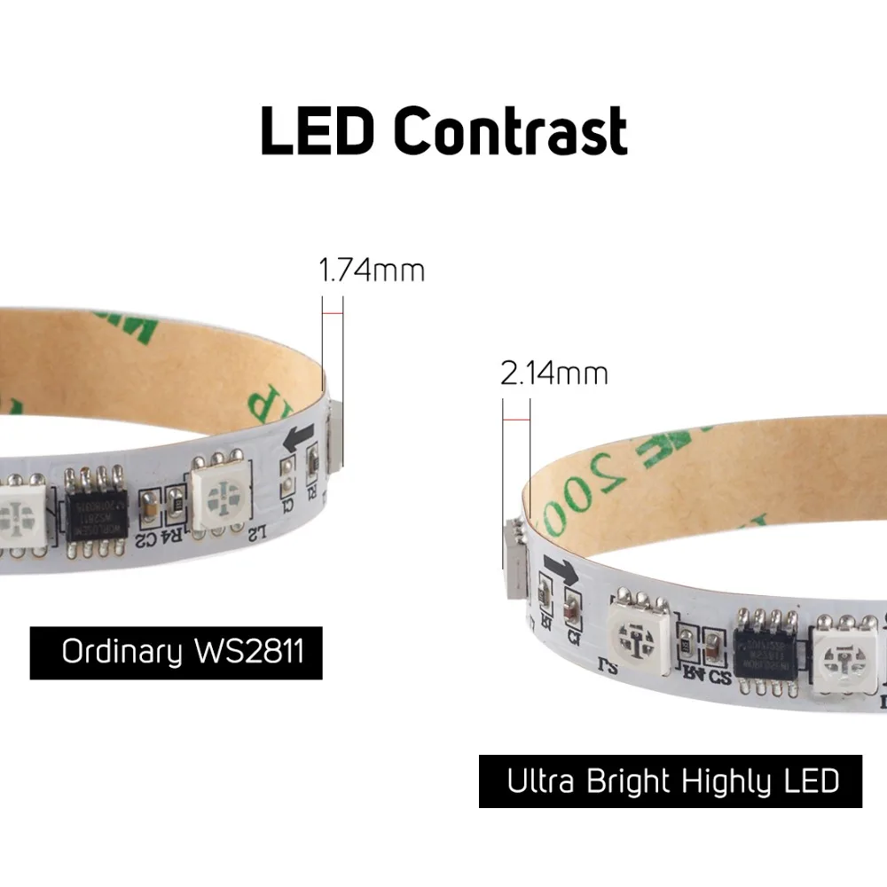 Tira de luces Led RGB WS2811 SMD 5050 direccionable 30 48 60 96 144 LEDs externo 1 Control IC 3 Leds luces Led normales brillantes DC12V