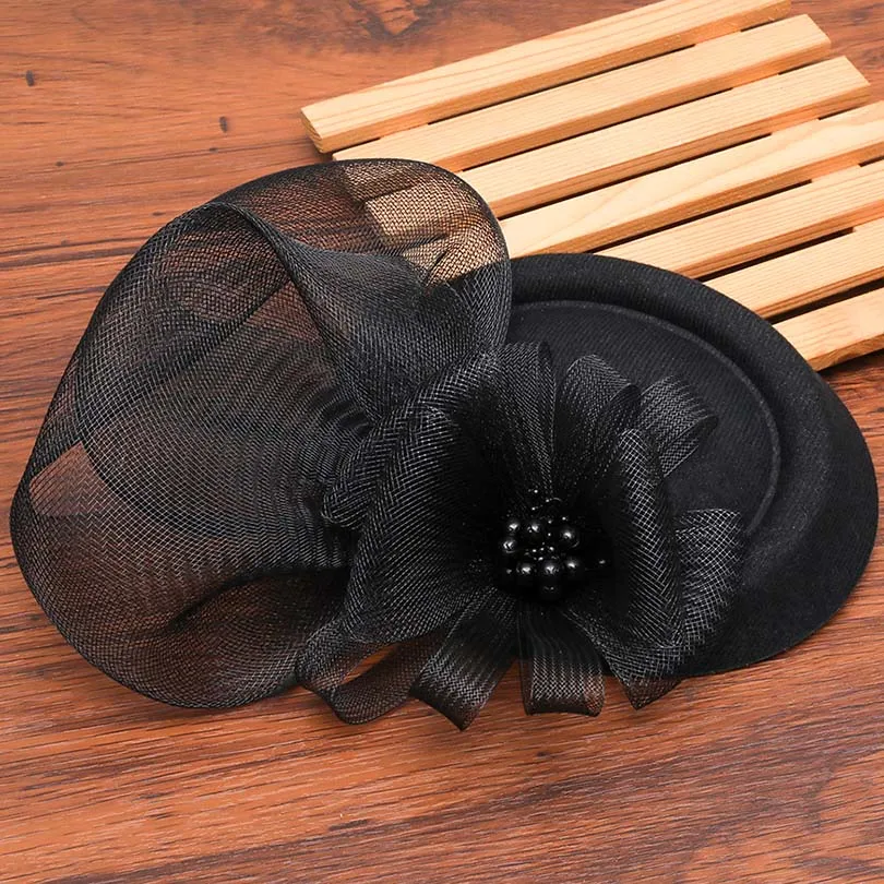 Haimeikang Women Chic Fascinator Hat Cocktail Wedding Party Church Headpiece Fashion Headwear Feather Hair Accessories Bride