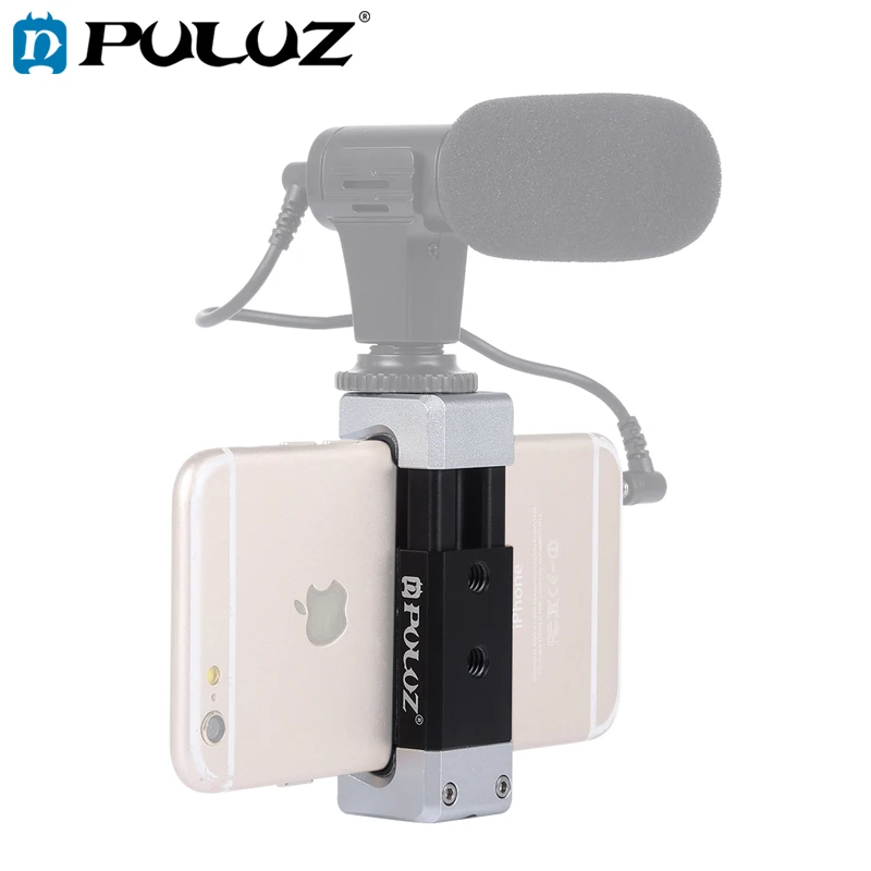 Puluz-liga de alumínio universal suporte do telefone, suporte com sapato frio para iphone/galaxy/huawei/xiaomi/sony/htc/google