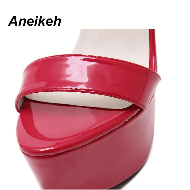 Aneikeh New 2024 Summer Fashion Sandals Sexy Open Toe 16CM High Heels Party Dress Wedding Nightclub Women Shoes Black Red 45 46