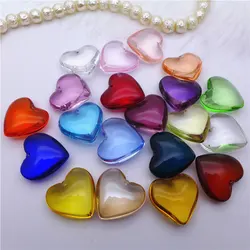 Colgantes planos de cristales de corazón, accesorios de joyería DIY, dijes de cristal, lámpara de araña, cortina, gota de cuentas, rosa, rojo, azul, rosa, 24mm, 35mm