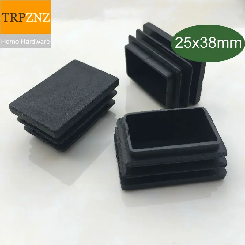 25*38mm,Black Square tube plug, plastic plug,Non-slip, Table chair  stool foot pad, Furniture foot support pipe inner plug