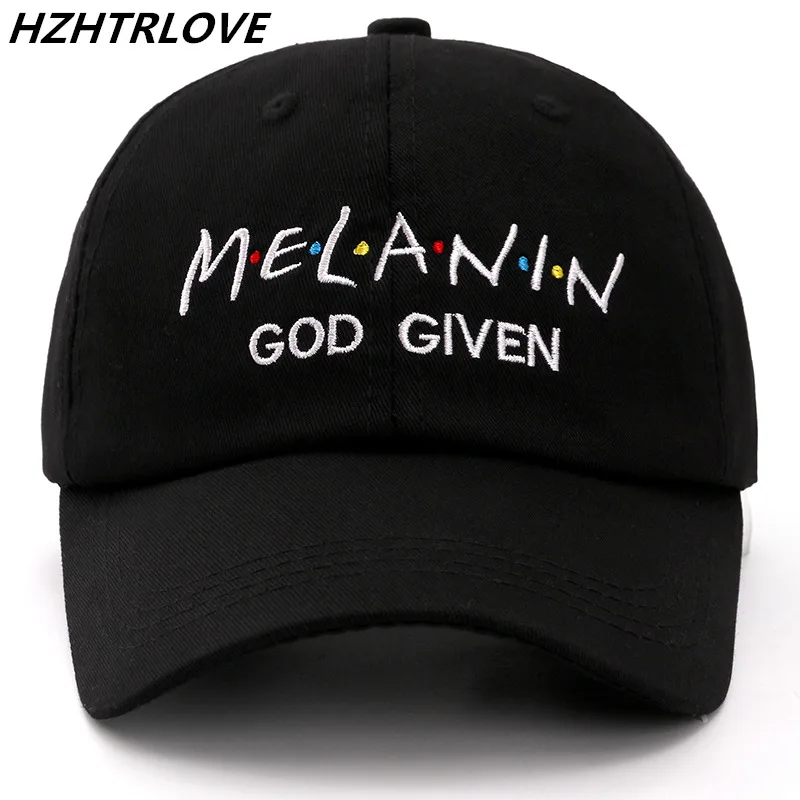 High Quality Letter MELANIN GOD GIVEN Snapback Cap Cotton Baseball Cap For Men Women Adjustable Hip Hop Dad Hat Bone Garros