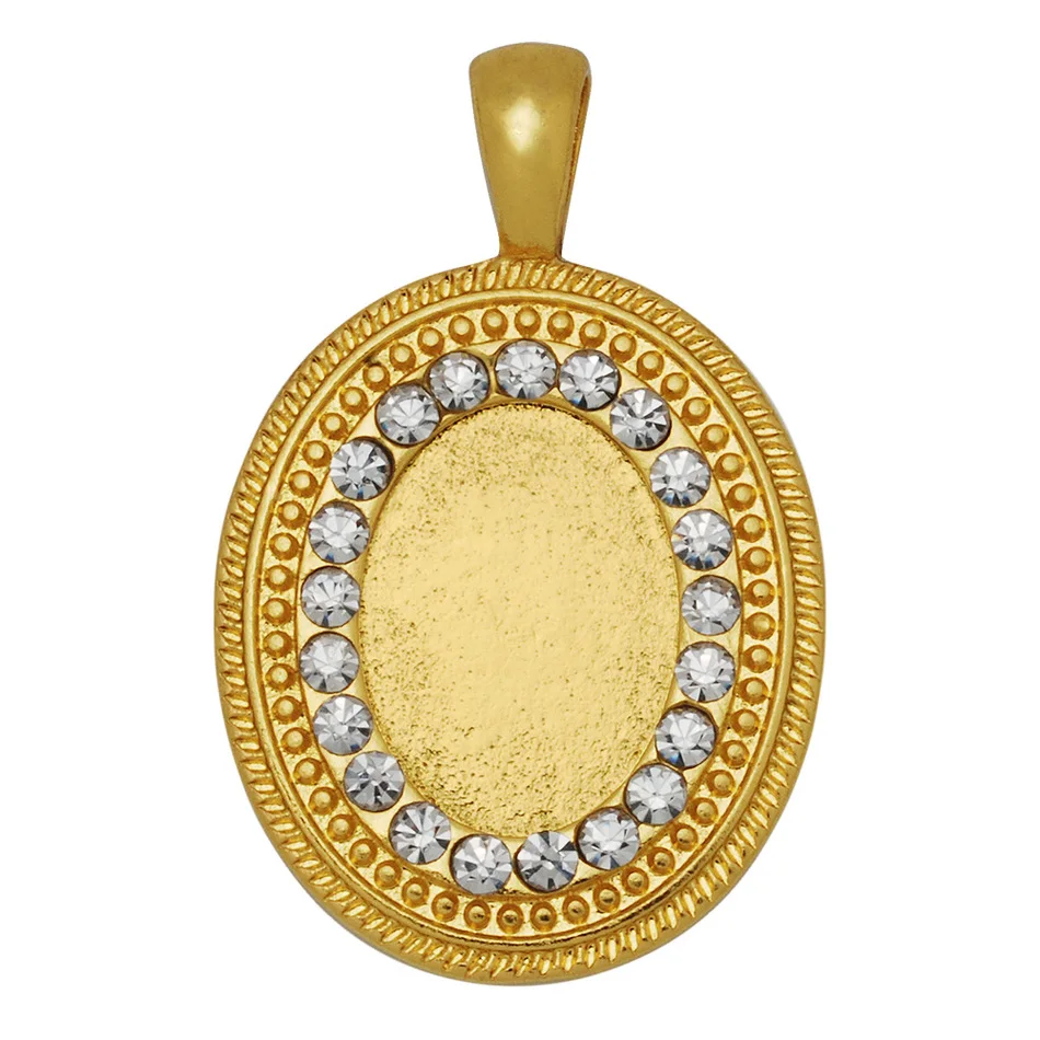 

10pcs 13*18mm DIY Rhinestone Pendant Blank 18K Gold Plated Oval Crystal Pendants Tray for Jewelry Making-10051804