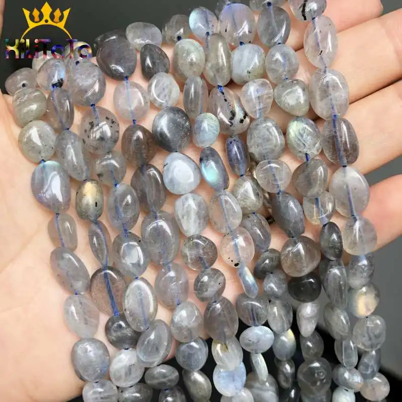 

8-10mm Natural Irregular Grey Labradorite Beads Loose Spacer Beads For Jewelry Making DIY Bracelet Necklace Accessories 15''