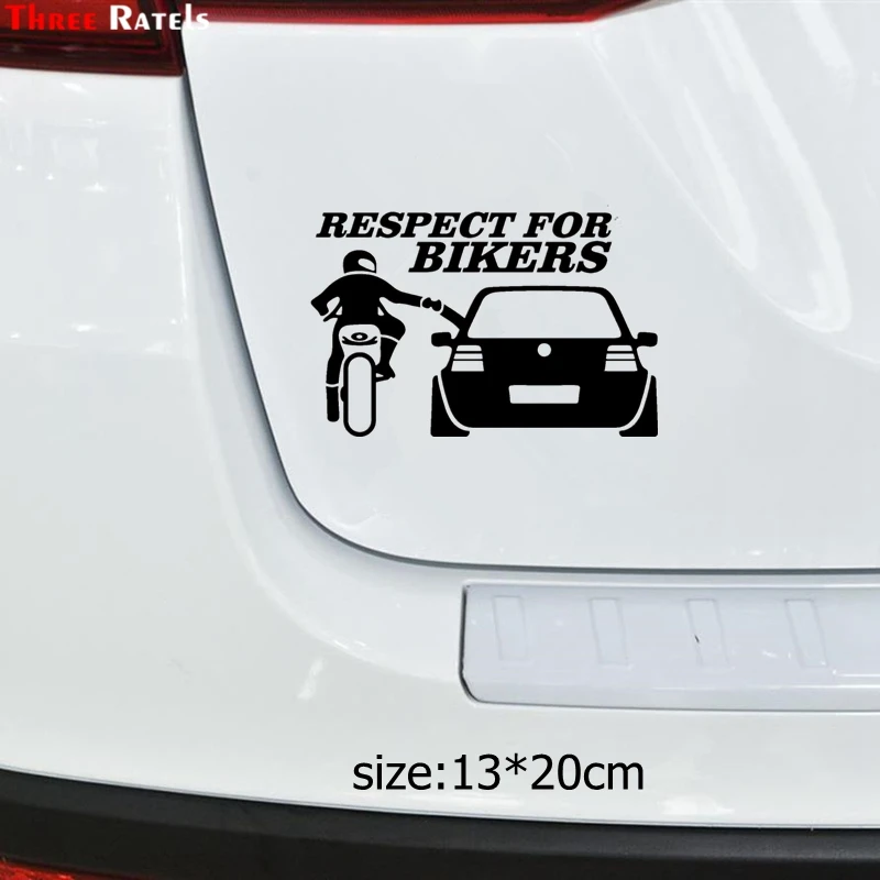 Three Ratels TZ-1950# 14x19cm Respect For Bikers Car Sticker Funny Stickers Styling Removable Decal