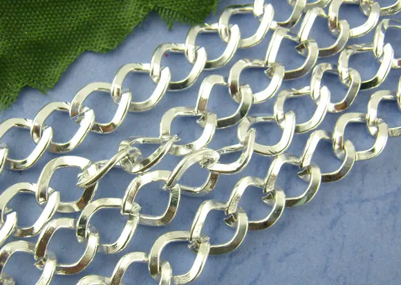 8Seasons Alloy Link Curb Chain Findings Silver Color Metal Chains DIY Making Necklace Earrings Jewelry Findings 7x8mm,2M