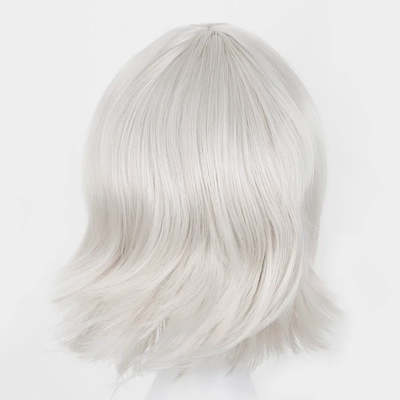 Short Wig Fei-Show Synthetic Silver Wavy Hair Cartoon Role Costume Cos-play Salon Party Hairpiece