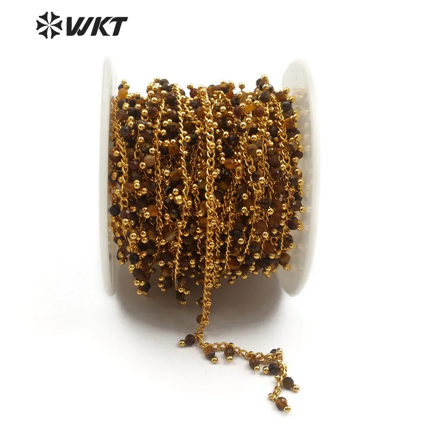 WT-RBC095 WKT Classic high quality rosary chain sepia beads with brass rosary chain multi-purpose jewelry making necklace chain