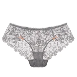 2020 New Black Lace Panties Women Sexy Soft Briefs Low-Rise Transparent Lingerie Floral Embroidery Panties Plus Size XXL XL