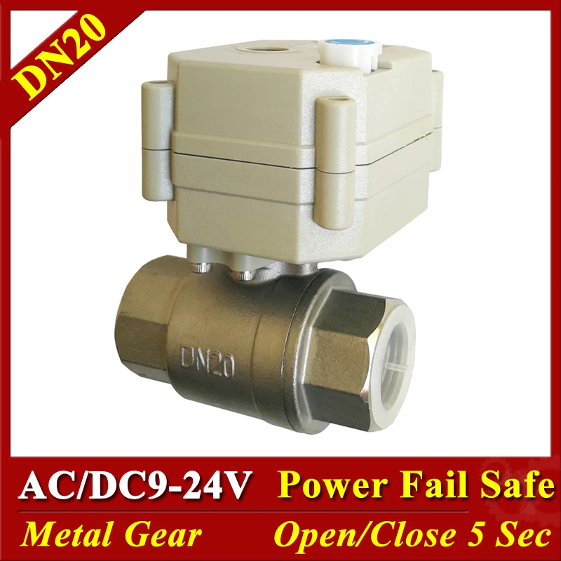 

SS304 3/4'' Normally Close/Open Electric Valve With Manual Override DN20 Metal Gear AC/DC9V-24V for agua treatment