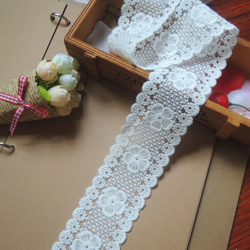 Custom lace, water soluble lace, hand made DIY garment accessories, white wide 5.5cm