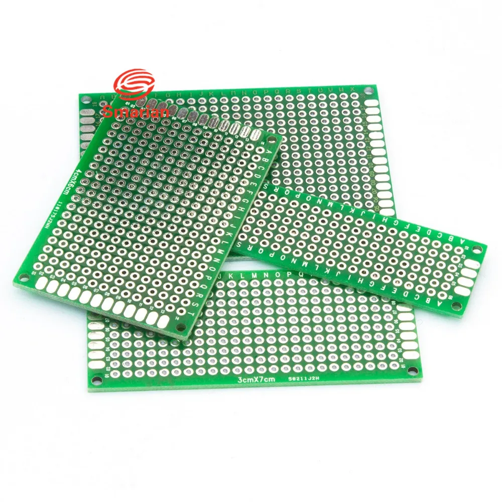 20PCS/LOT 5x7 4x6 3x7 2x8 CM Double Side Copper Prototype PCB Universal Board Experimental Development Plate For arduino