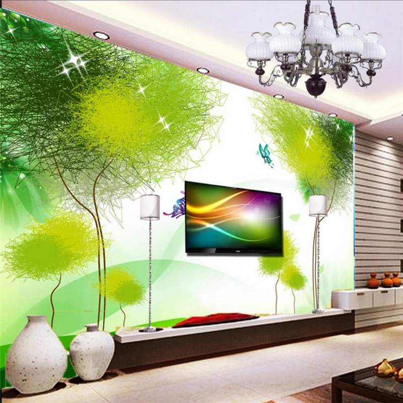 

beibehang Custom photo wallpaper wall murals wall stickers fresh abstract flowers green trees beautiful scenery background wall