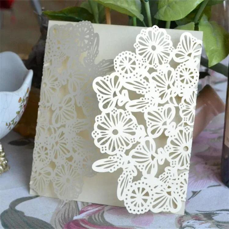 

Beautiful flower design custom laser cut birthday party wedding invitation