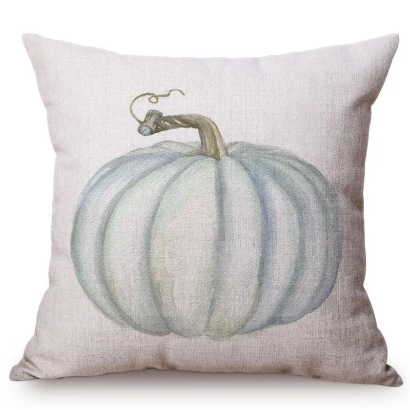 Red Pumpkin Thanksgiving Style Cushion Cover North America Autumn Harvest Crops Watercolor Decorative Sofa Throw Pillow Cover