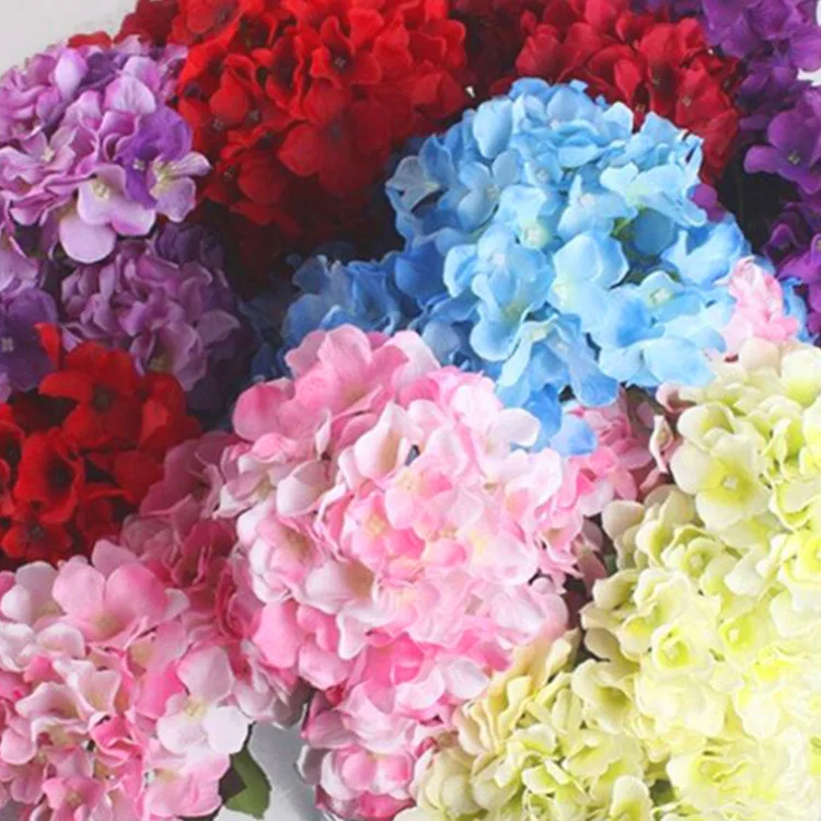 

50pcs/lot Hydrangea Flower Head Silk Artificial Flowers DIY Wreath Wedding Decor Fake Simulation Flowers for Home Decor