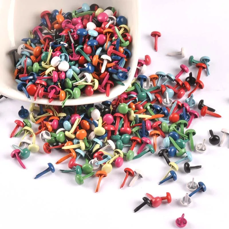 100PCs Mixed Pastel Round Brads Scrapbooking Embellishment Fastener Brads Metal Crafts For shoes Decoration 5X10mm CP1114