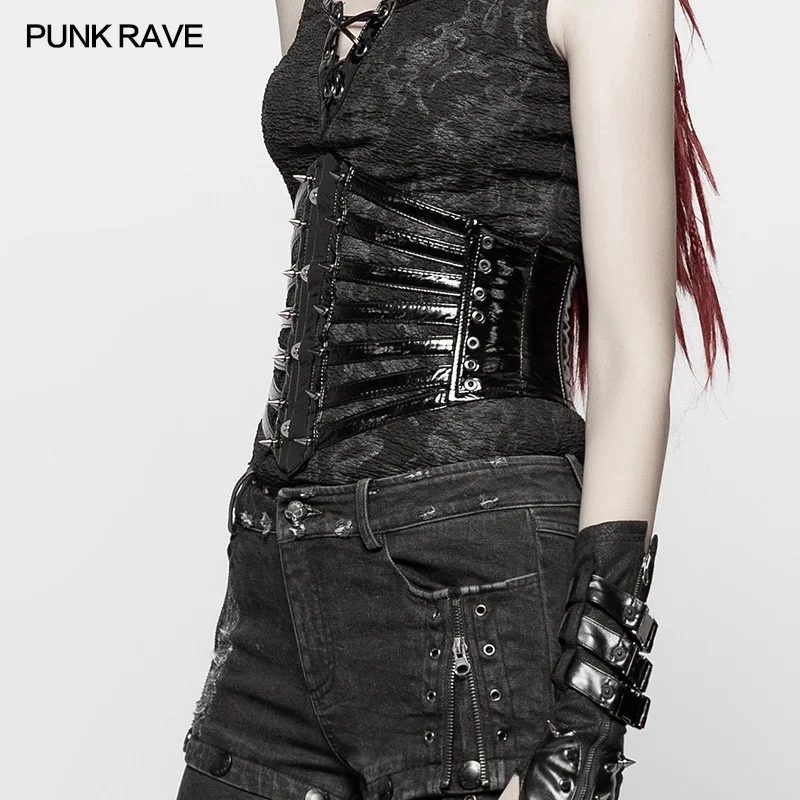 Punk Rave Fashion Novelty Leather Black Women Girdle Vest Steampunk Gothic Accessories WS273