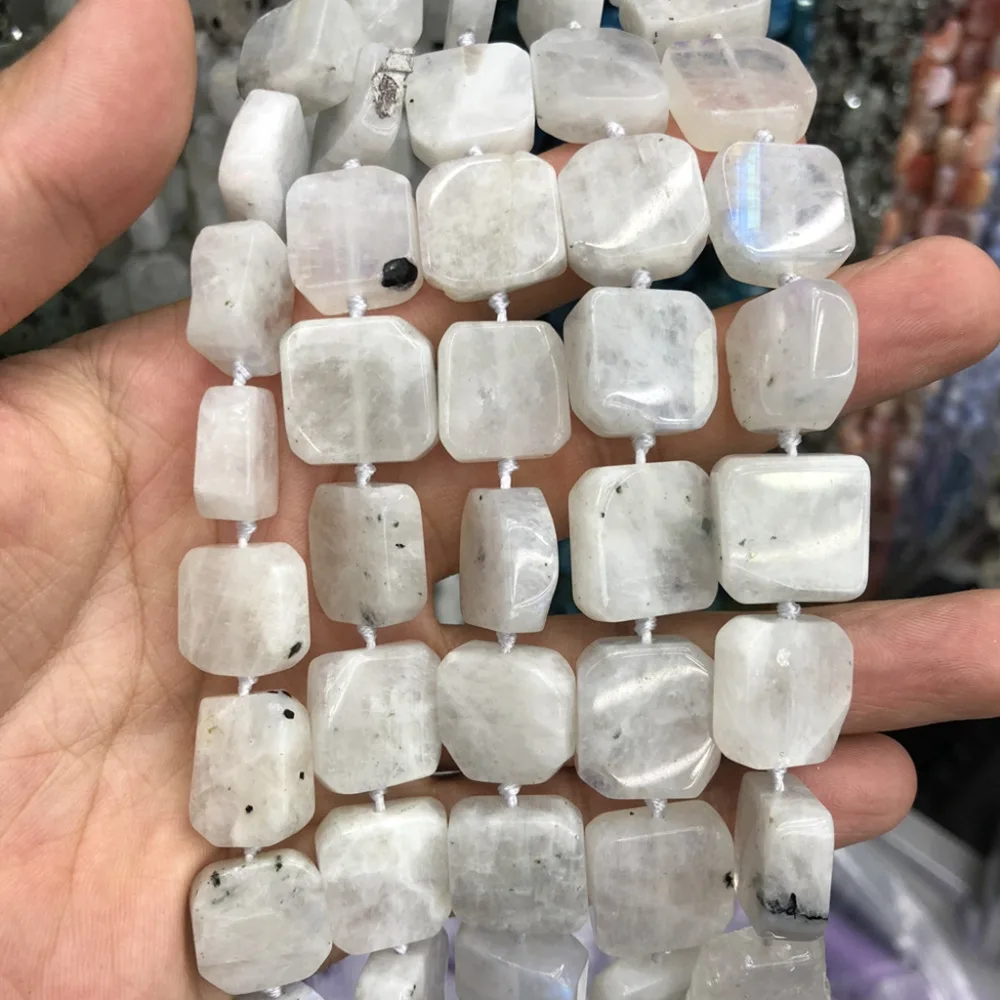 

Wholesale 3strings 15.5" Natural Moonstone Square Beads Nugget Bead,Moon Stone Gem Jewelry Making Beads Wholesale Price