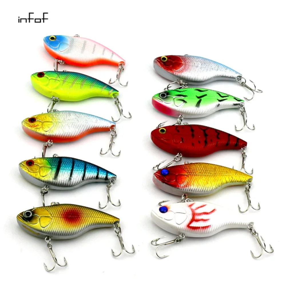 

INFOF 100Pcs Winter VIB Fishing Lures 18g/0.635oz 7.5cm/2.95in Hard Bait VIB With Lead Inside Lead Fish Ice Sea Fishing Tackle