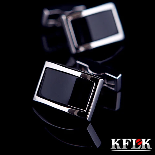 

KFLK Luxury shirt cufflinks for mens Gift Brand cuff bouton de manchette Black cuff link High Quality abotoadura Jewelry