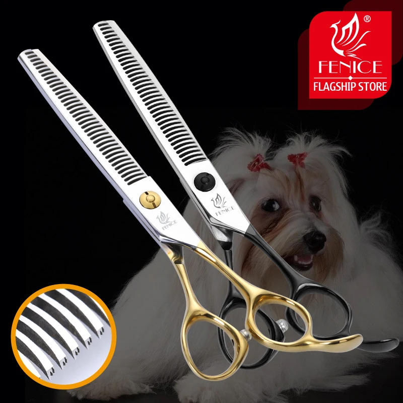 Fenice 6.5 polegada cão cabelo grooming tesoura profissional animais de estimação desbaste corte tesoura com preto/ouro lidar com japão 440c