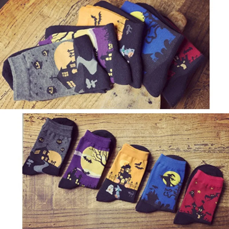 Novelty Cartoon Halloween Harajuku Women Casual High Quality Ventilation Cotton funny Fashion Street Hip Hop Short Socks Autumn